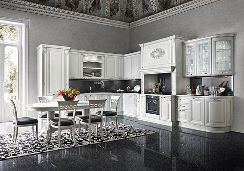 Кухня AR-TRE модель Ginevra, отделка Laccato Ghiaccia anticato argento